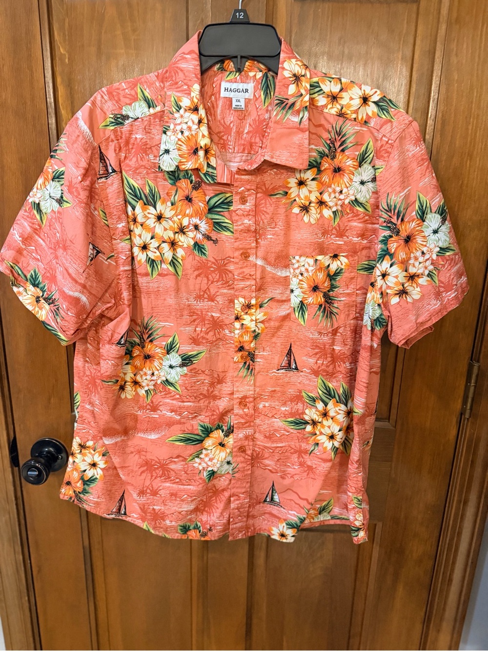 Haggar Coral Floral Short-Sleeve Button-Down Shirt
